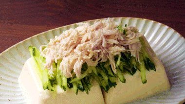 Enjoying the salad with chopsticks